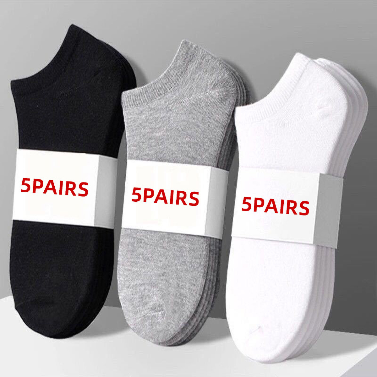 5 Pairs Unisex Casual Plain Co - Ankle Sock Low Cut 评论和价格