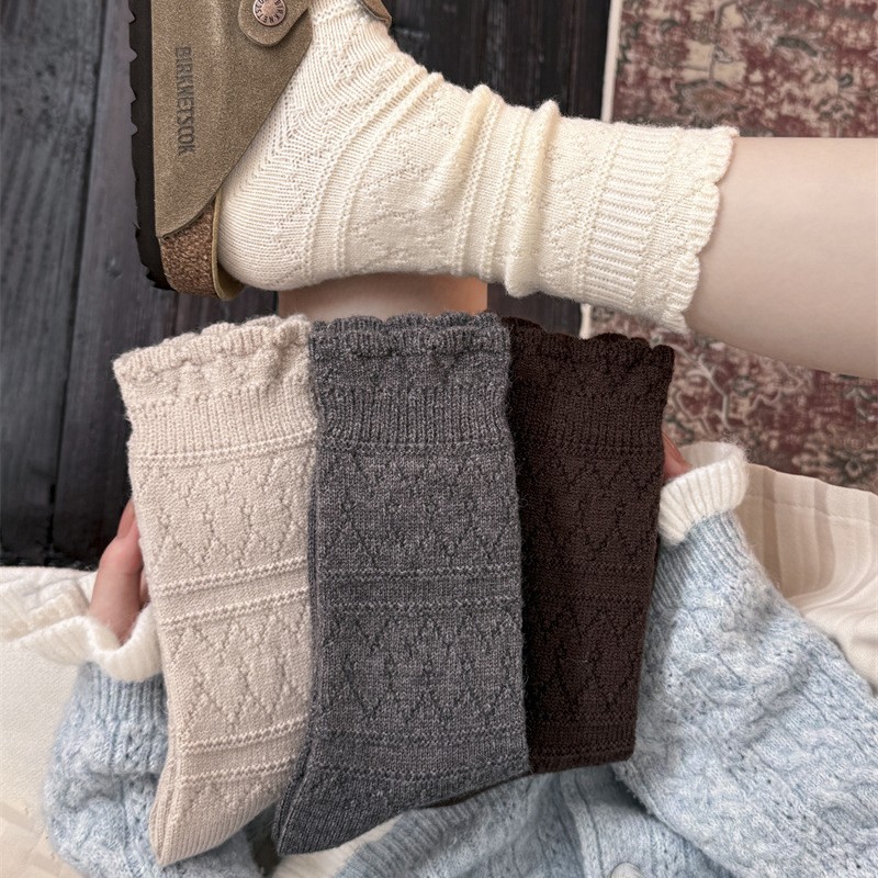 1 Pair Milky White Lace Trim M - Boot Sock Slouchy 评论和价格