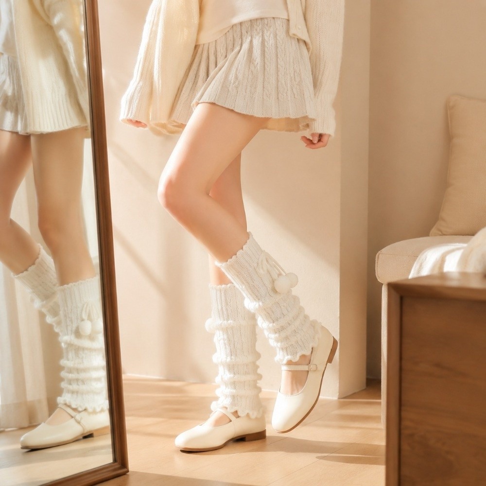 Knitted Knit Leg Warmers Ruffl - Boot Sock Slouchy 评论和价格