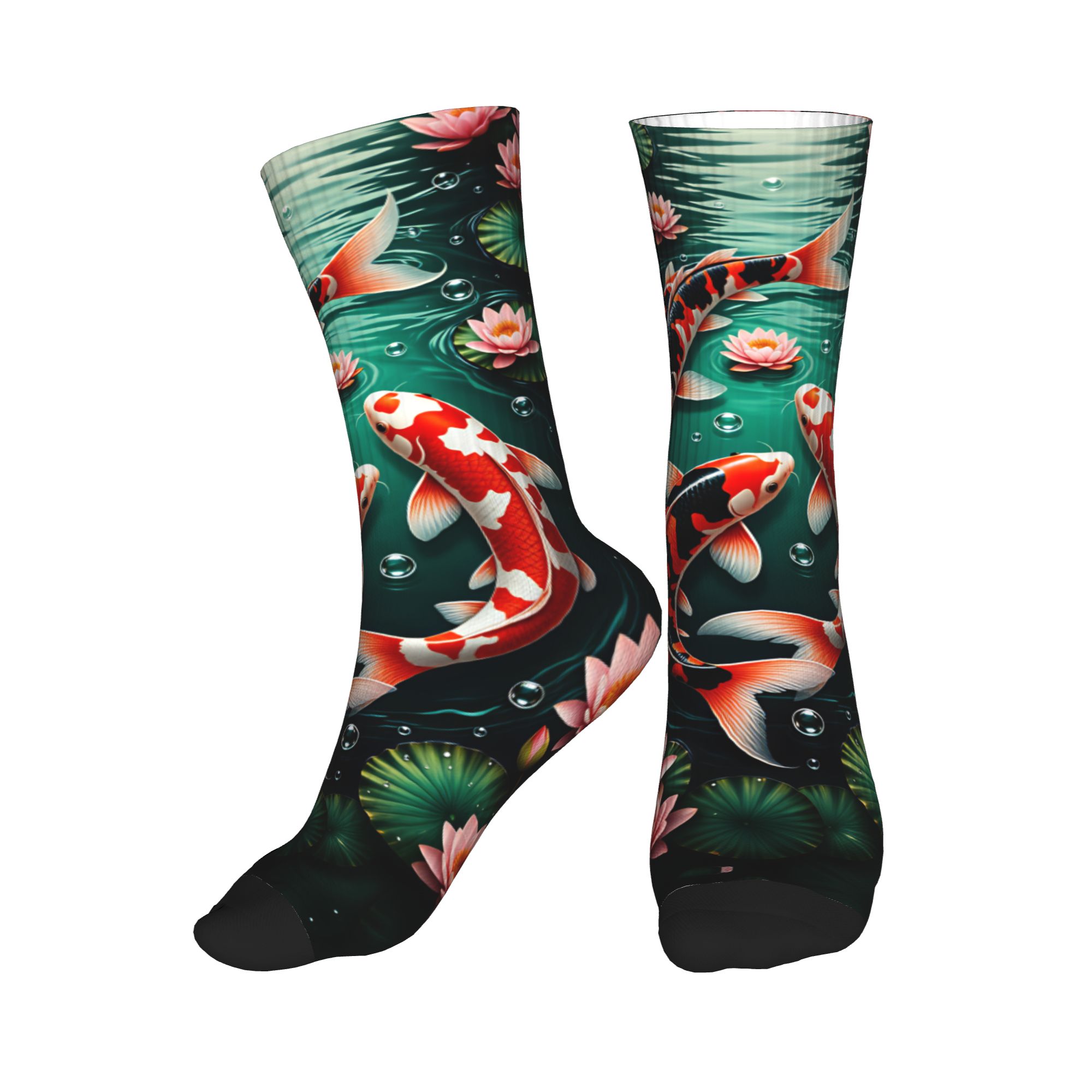 Three Koi Lotus Dark Pond Feng - Dress Sock Men 评论和价格
