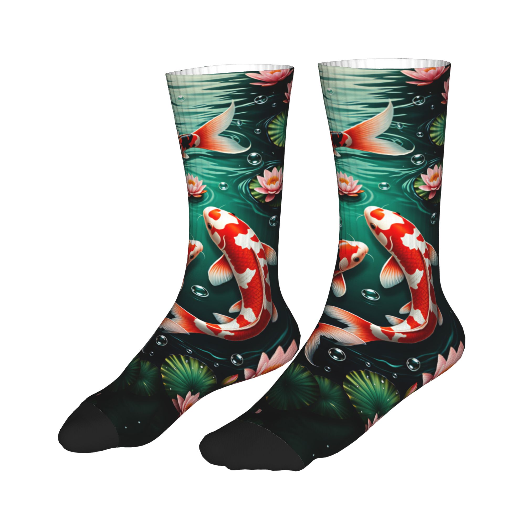 Three Koi Lotus Dark Pond Feng - Dress Sock Men 评论和价格