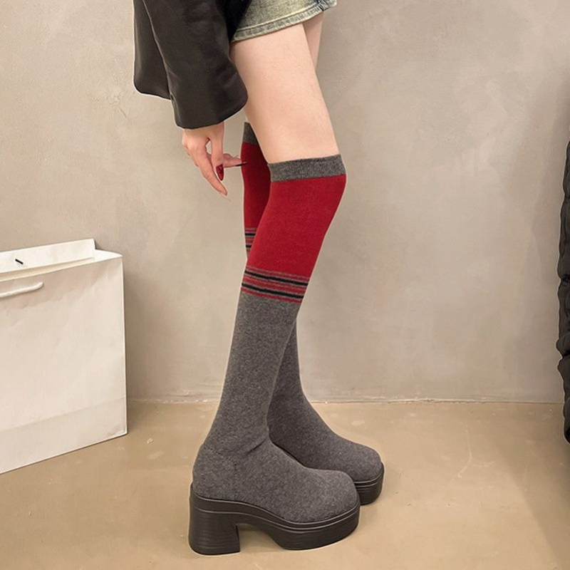 Chunky Heel Women's Over-the-K - Knee High Sock Women 评论和价格