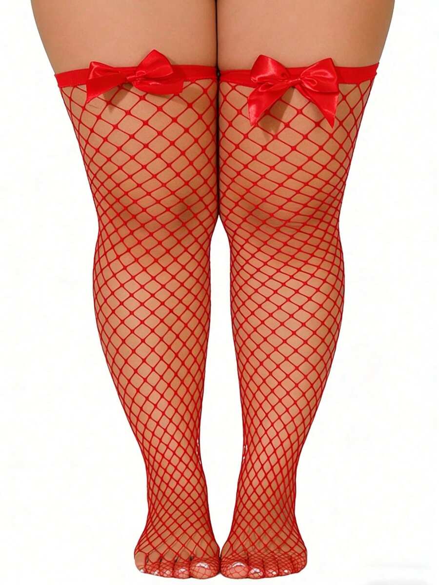 Bow Decor Fishnet Thigh High S - Fishnet Stocking Women 评论和价格